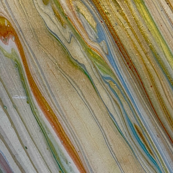 Original art 8x8” wooden panel paintings, acrylic pour with resin, soft pastels - Picture 8 of 13